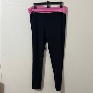 Victoria's Secret Black Leggings with Pink Waistband